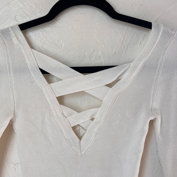 Free People ribbed criss cross back long sleeve knit top size S - Picture 8 of 10